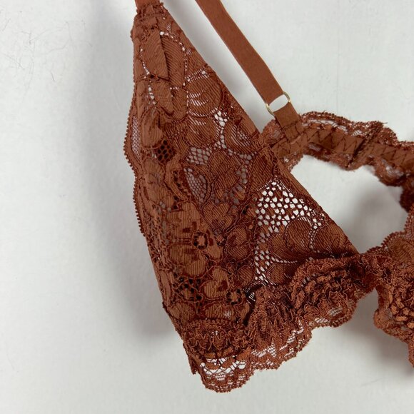 NWT We are HAH Chi Bralittle Bralette Bra Milk Chocolate Brown Lace Size XS NEW - Picture 3 of 9